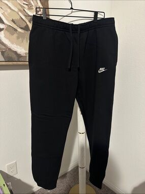 Nike Black Mens Jogger Sweatpants with White Swoosh